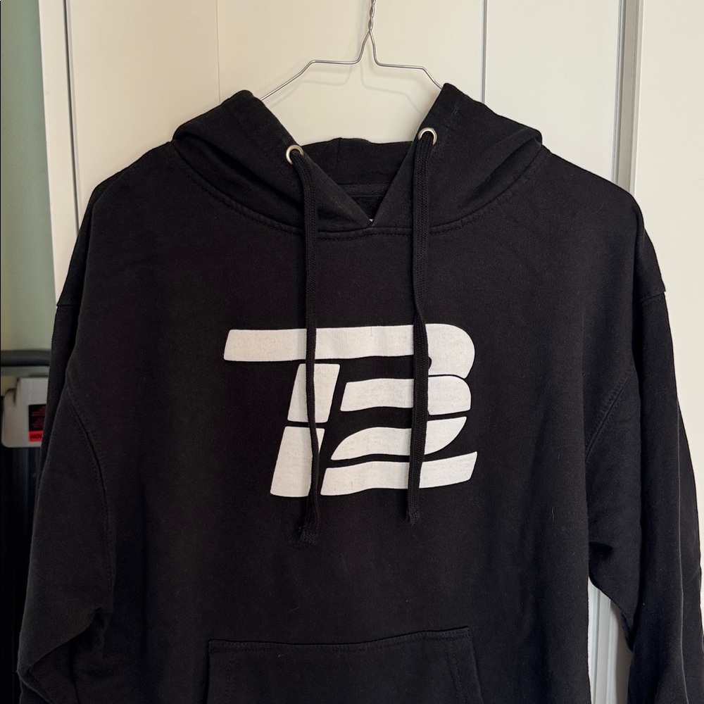 TB12 Black Hoodie with White Logo - lightly worn